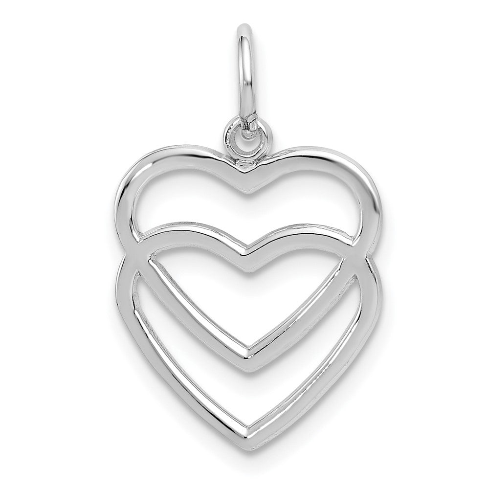 10K / 14K White Gold Double Heart Charm