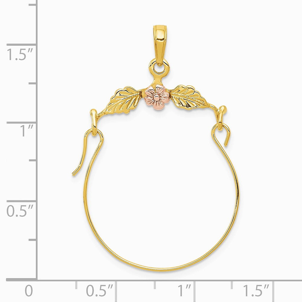 10K / 14K Two-tone Leaves with Flower Charm Holder - Product Photo