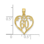 10K / 14K Yellow Gold 60 Heart Pendant - Product Photo