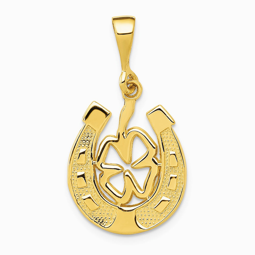 10K / 14K Yellow Gold Good Luck Clover Pendant - Product Photo