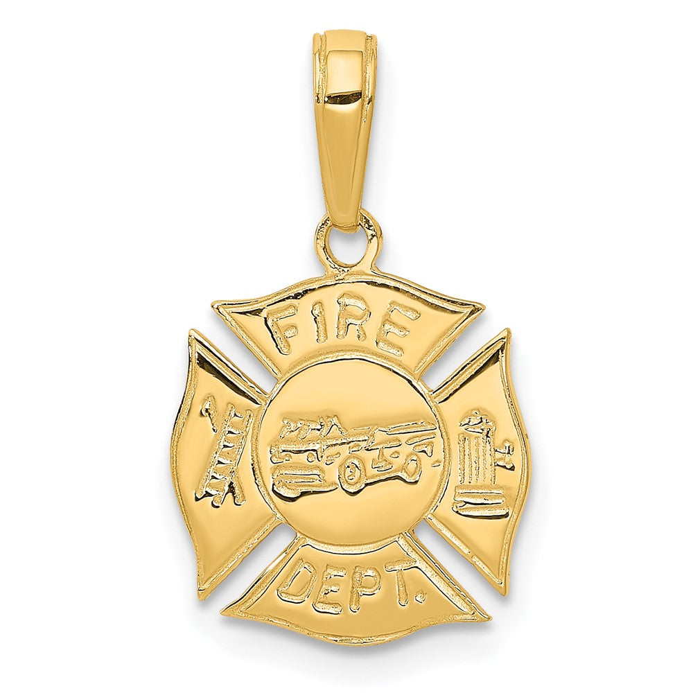 10K / 14K Yellow Gold Fire Dept Shield Pendant