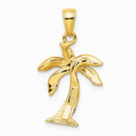 10K / 14K Yellow Gold Palm Tree Pendant - Product Photo