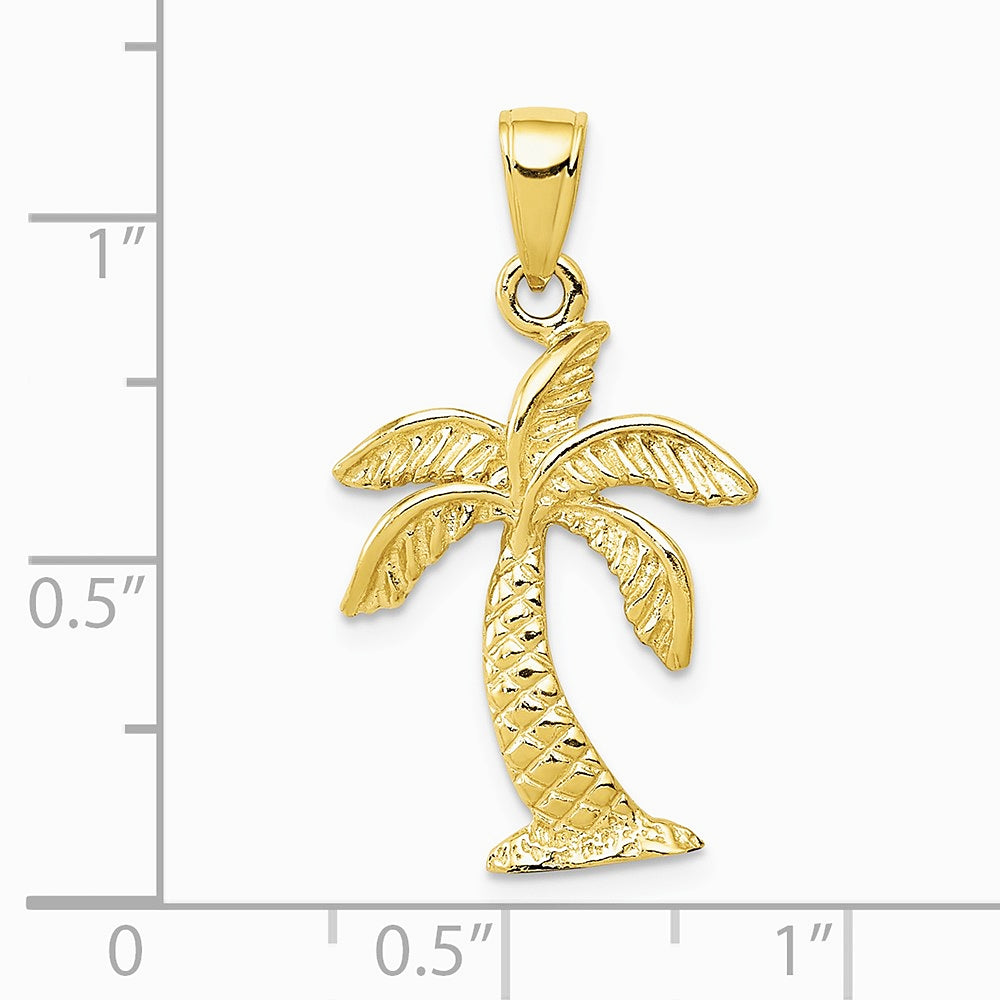 10K / 14K Yellow Gold Palm Tree Pendant - Product Photo