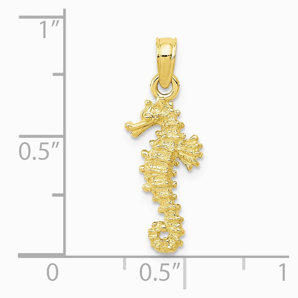 10K / 14K Yellow Gold Seahorse Pendant - Product Photo