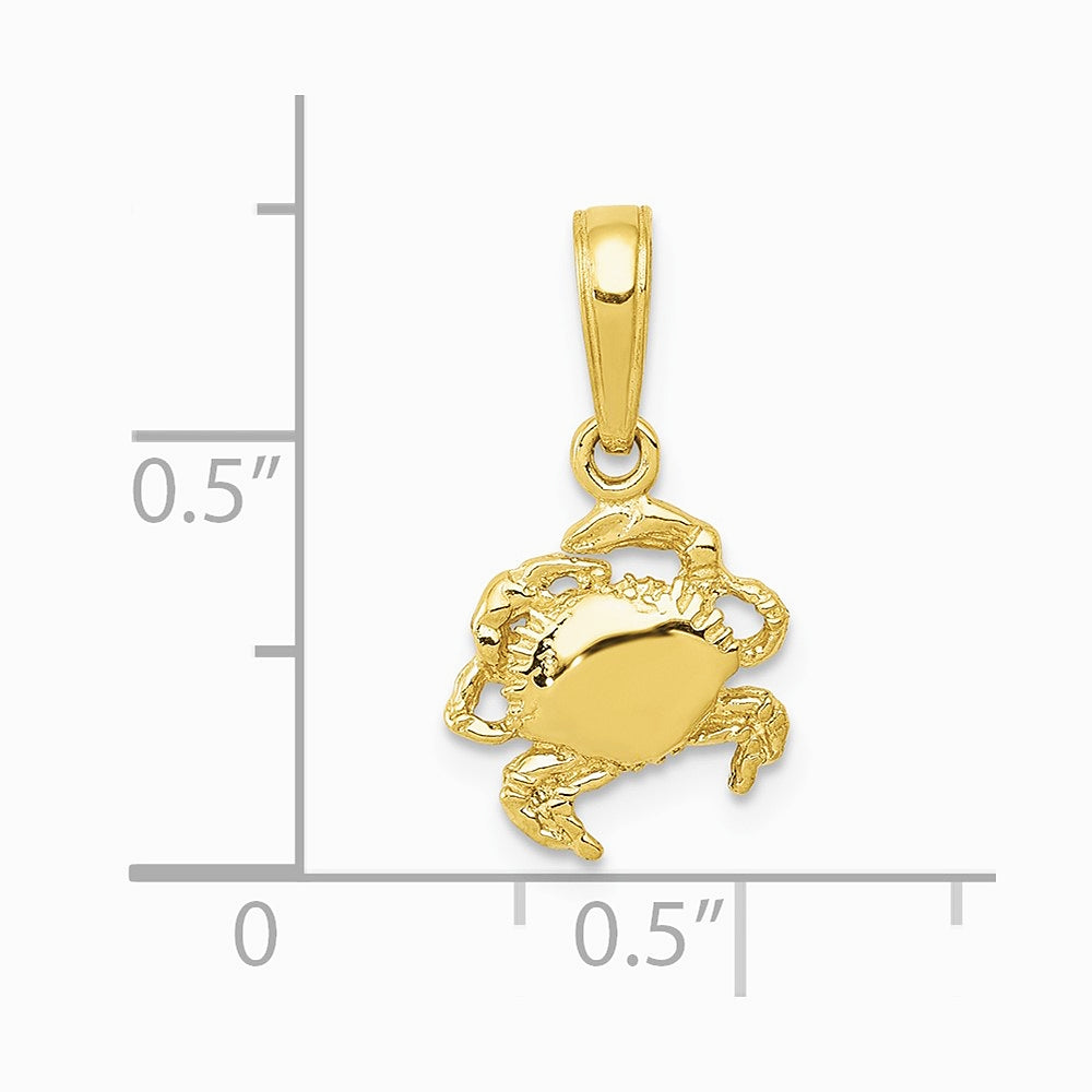 10K / 14K Yellow Gold Crab Pendant - Product Photo