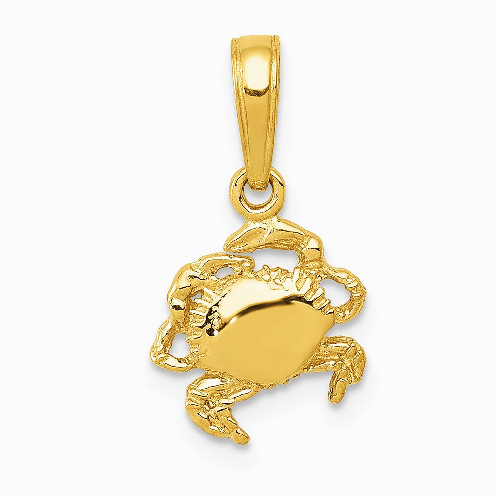 10K / 14K Yellow Gold Crab Pendant - Product Photo