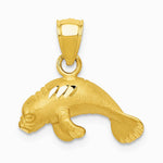 10K / 14K Yellow Gold Manatee Pendant - Product Photo