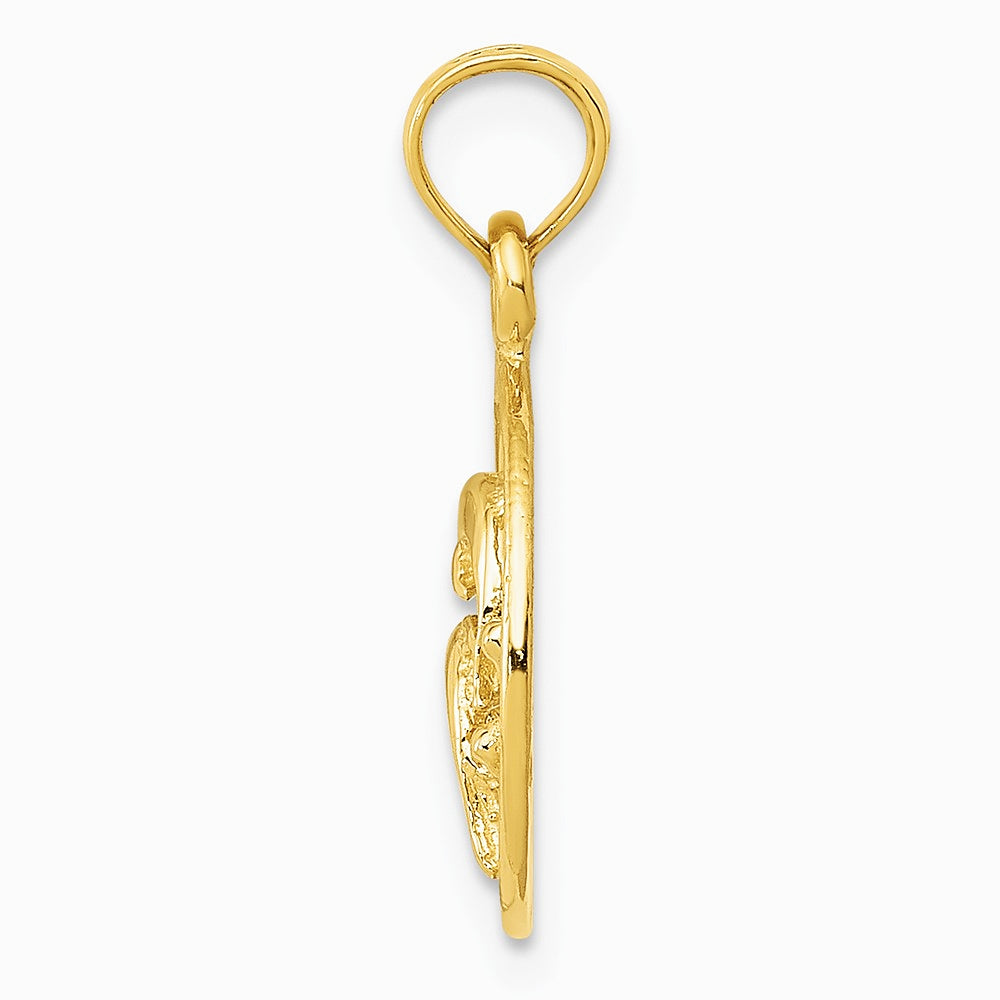 10K / 14K Yellow Gold Double Dolphin Circle Pendant - Product Photo