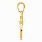 10K / 14K Yellow Gold 3D Fish Hook Pendant - Product Photo