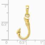 10K / 14K Yellow Gold 3D Fish Hook Pendant - Product Photo