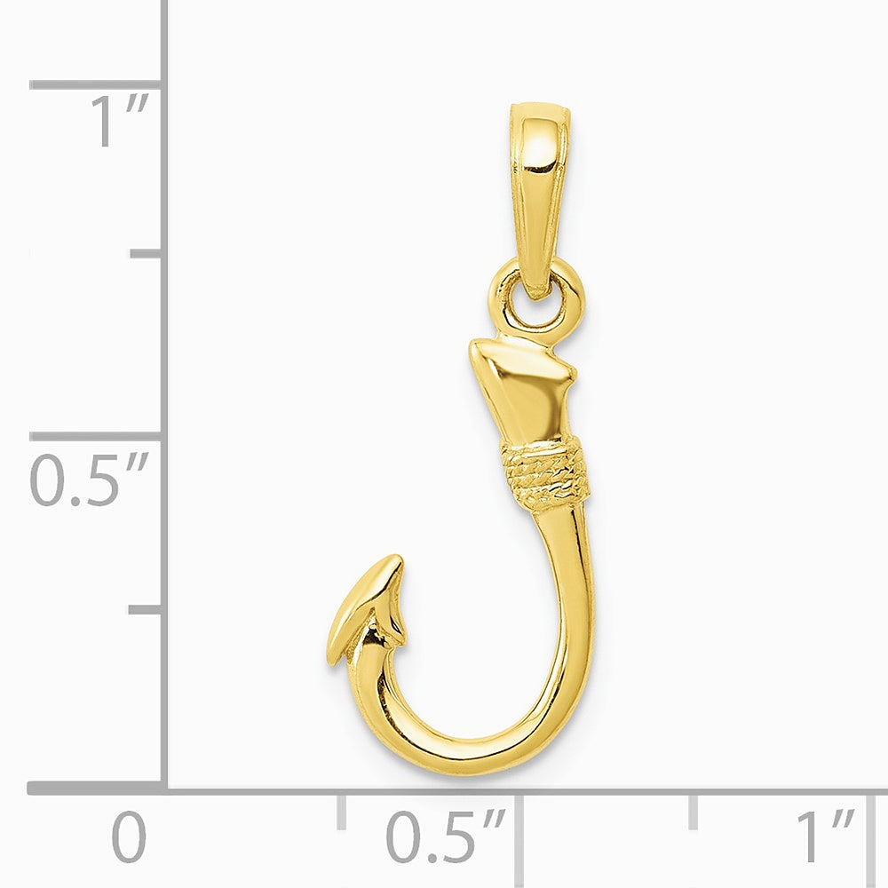 10K / 14K Yellow Gold 3D Fish Hook Pendant - Product Photo