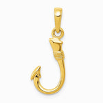 10K / 14K Yellow Gold 3D Fish Hook Pendant - Product Photo