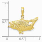 10K / 14K Yellow Gold Open Mouthed Bass Fish Pendant - Product Photo