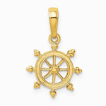 10K / 14K Yellow Gold Ship Wheel Pendant - Product Photo