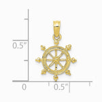 10K / 14K Yellow Gold Ship Wheel Pendant - Product Photo