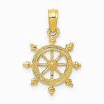 10K / 14K Yellow Gold Ship Wheel Pendant - Product Photo