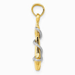 10K / 14K Two-tone 3D Anchor W/Rope Pendant - Product Photo