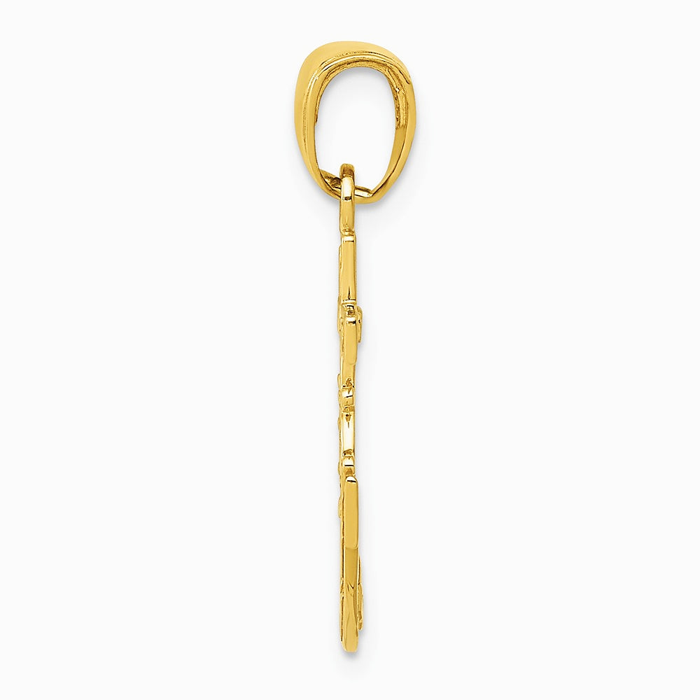 10K / 14K Yellow Gold Mariner's Cross Pendant - Product Photo
