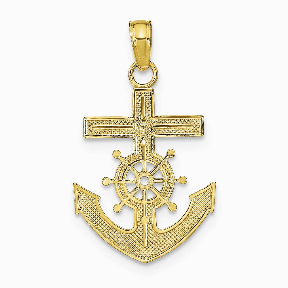 10K / 14K Yellow Gold Mariner's Cross Pendant - Product Photo
