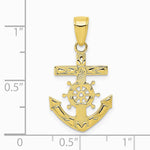 10K / 14K Yellow Gold Mariner's Cross Pendant - Product Photo