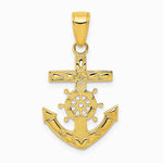 10K / 14K Yellow Gold Mariner's Cross Pendant - Product Photo