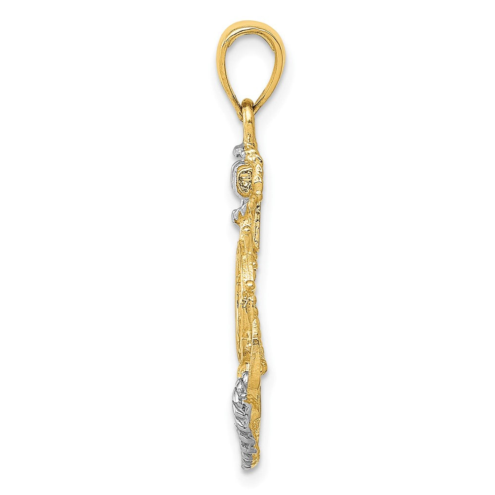 10K / 14K Yellow with Rhodium with Rhodium Anchor with Rope Pendant - Product Photo