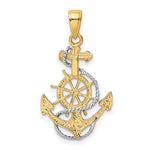 10K / 14K Yellow with Rhodium with Rhodium Anchor with Rope Pendant - Product Photo