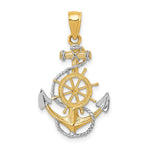 10K / 14K Yellow with Rhodium with Rhodium Anchor with Rope Pendant - Product Photo