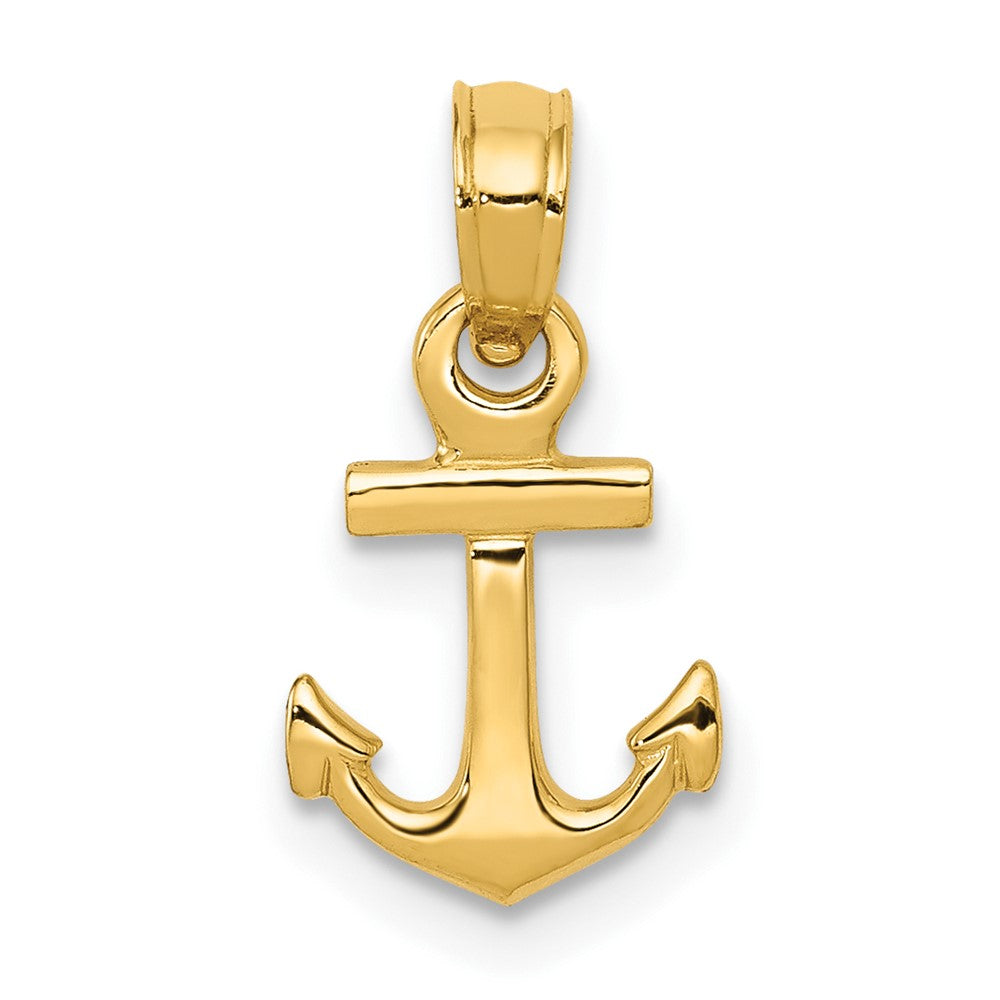 10K / 14K Yellow Gold Mini Anchor Pendant - Product Photo