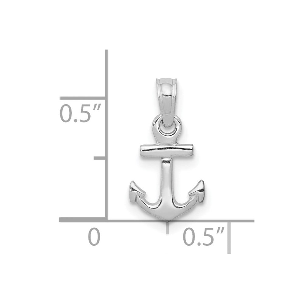 10K / 14K White Gold Mini Anchor Pendant - Product Photo