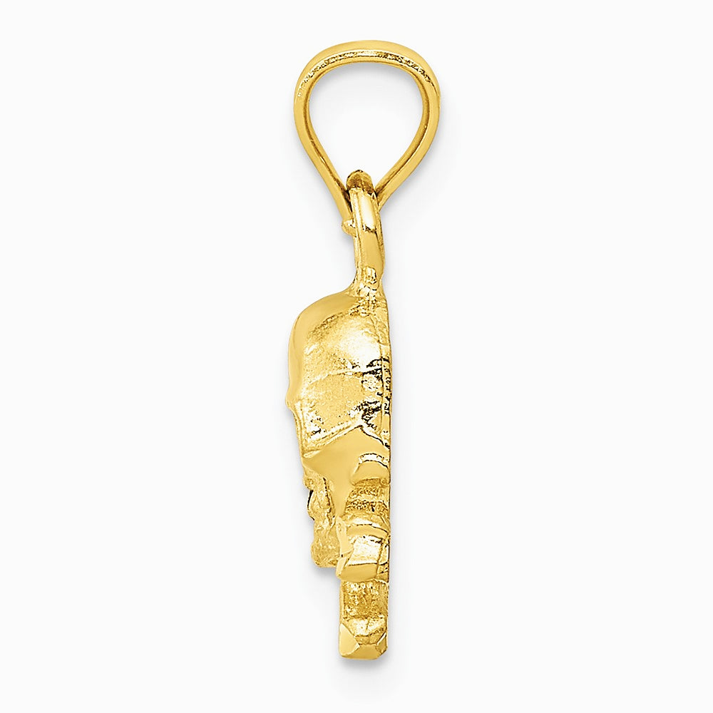 10K / 14K Yellow Gold Skull and Cross Bones Pendant - Product Photo