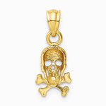 10K / 14K Yellow Gold Skull and Cross Bones Pendant - Product Photo