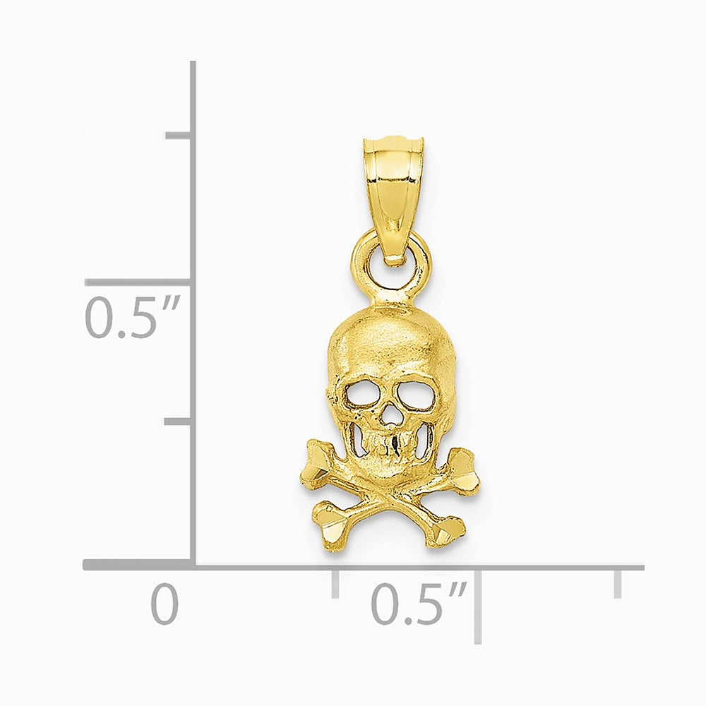 10K / 14K Yellow Gold Skull and Cross Bones Pendant - Product Photo