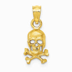 10K / 14K Yellow Gold Skull and Cross Bones Pendant - Product Photo