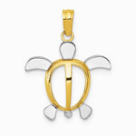 10K / 14K Yellow with Rhodium with Rhodium Turtle Pendant - Product Photo