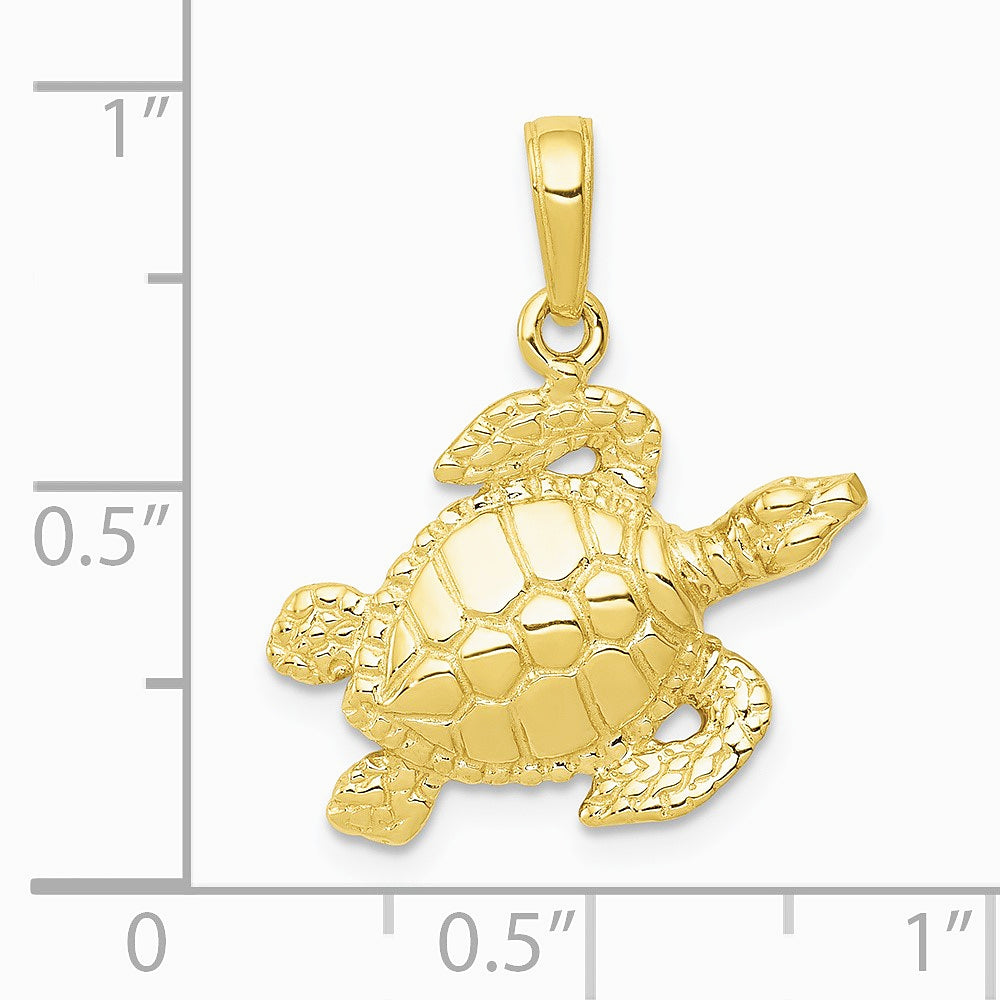 10K / 14K Yellow Gold Turtle Pendant - Product Photo