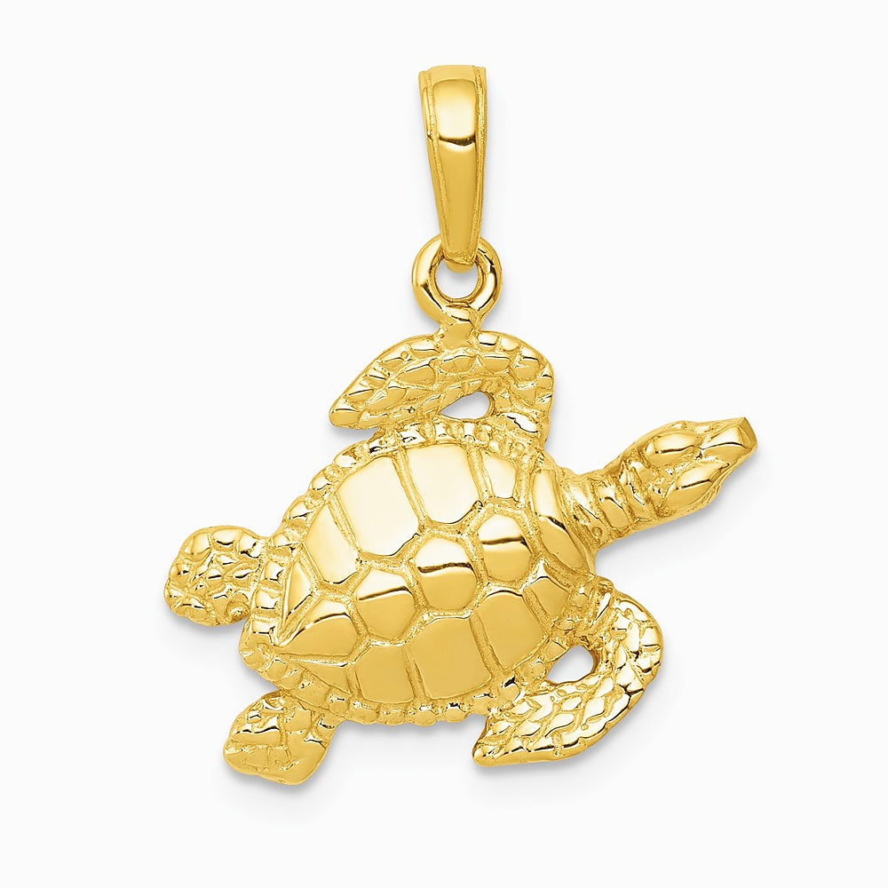 10K / 14K Yellow Gold Turtle Pendant - Product Photo