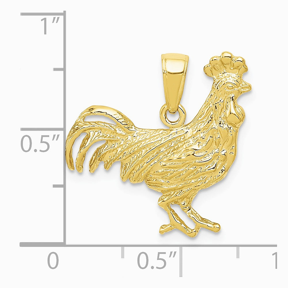 10K / 14K Yellow Gold Rooster Pendant - Product Photo