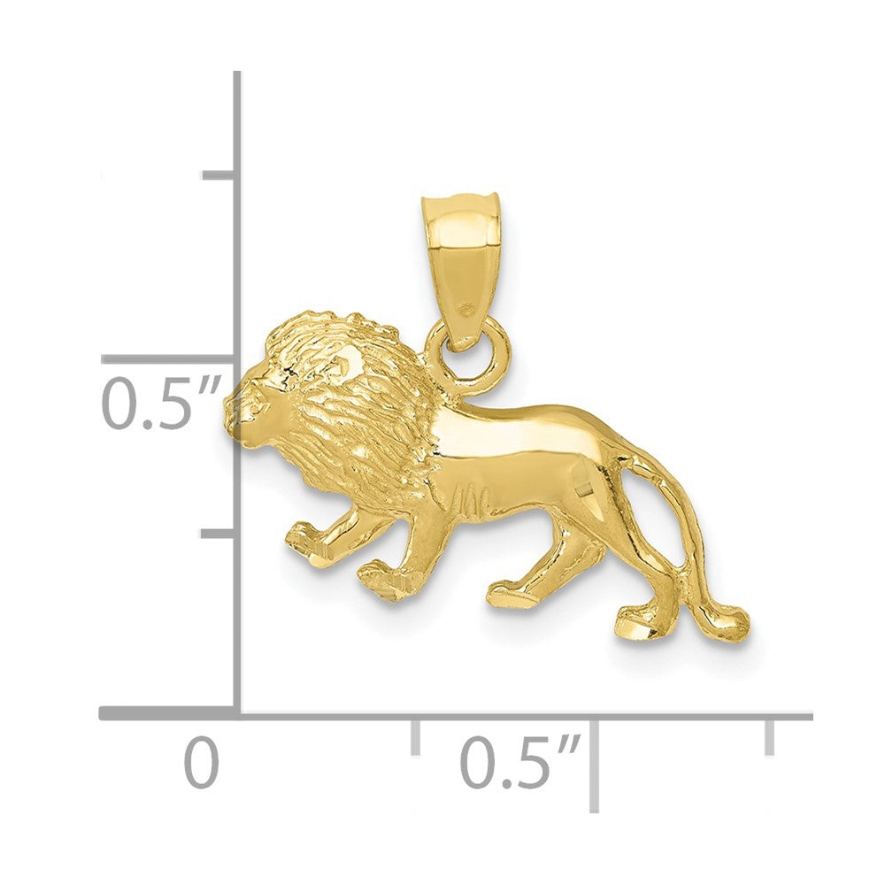 10K / 14K Yellow Gold Diamond-cut Lion Pendant - Product Photo