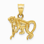 10K / 14K Yellow Gold Diamond-cut Monkey Pendant - Product Photo