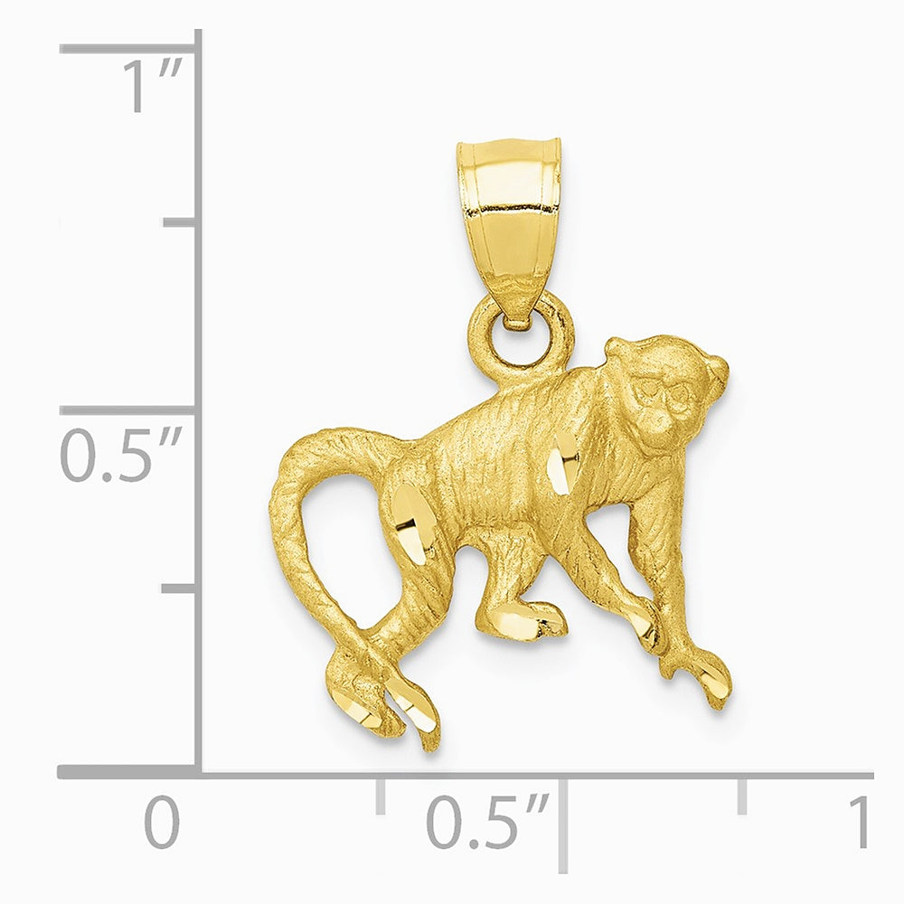 10K / 14K Yellow Gold Diamond-cut Monkey Pendant - Product Photo