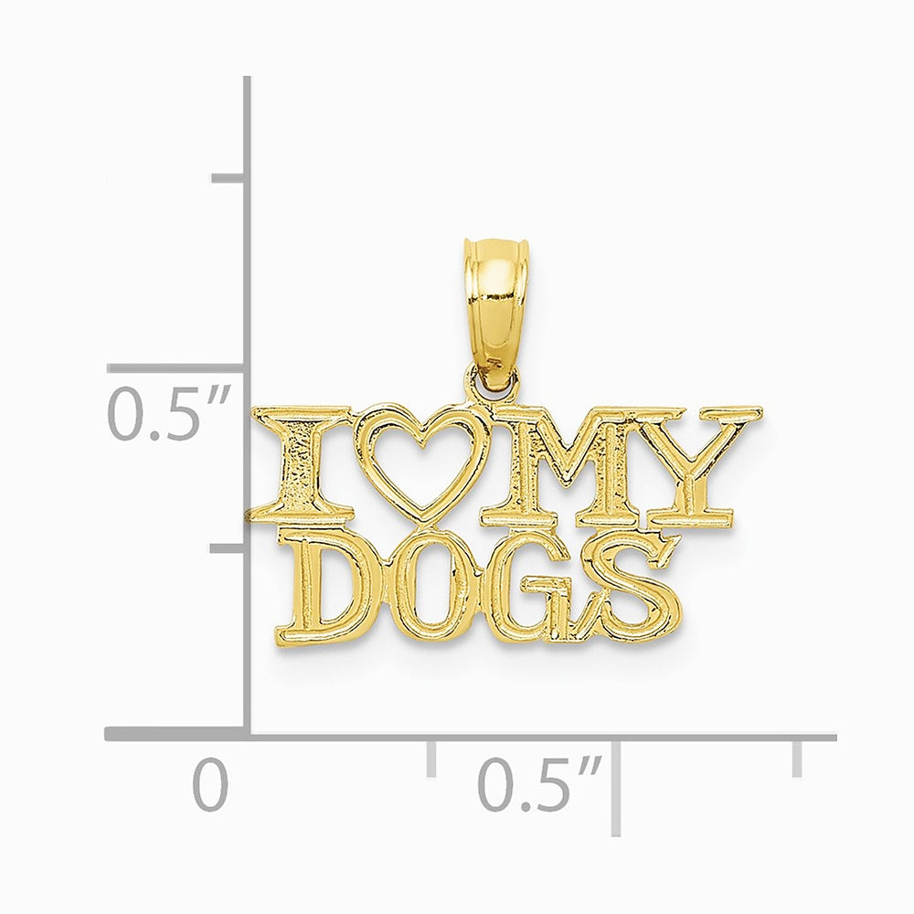 10K / 14K Yellow Gold I HEART MY DOGS Pendant - Product Photo