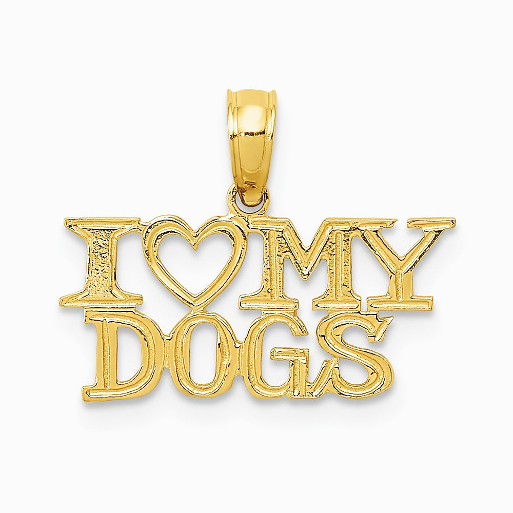 10K / 14K Yellow Gold I HEART MY DOGS Pendant