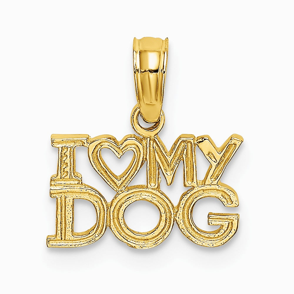 10K / 14K Yellow Gold I HEART MY DOG Charm