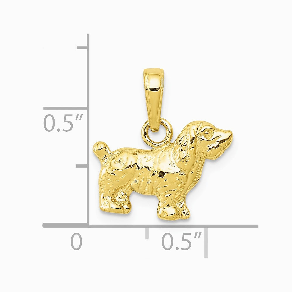 10K / 14K Yellow Gold Cocker Spaniel Dog Pendant - Product Photo