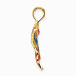 10K / 14K Yellow Gold Blue & Red Enameled Butterfly Pendant - Product Photo