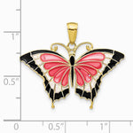 10K / 14K Yellow Gold Enameled Butterfly Pendant - Product Photo