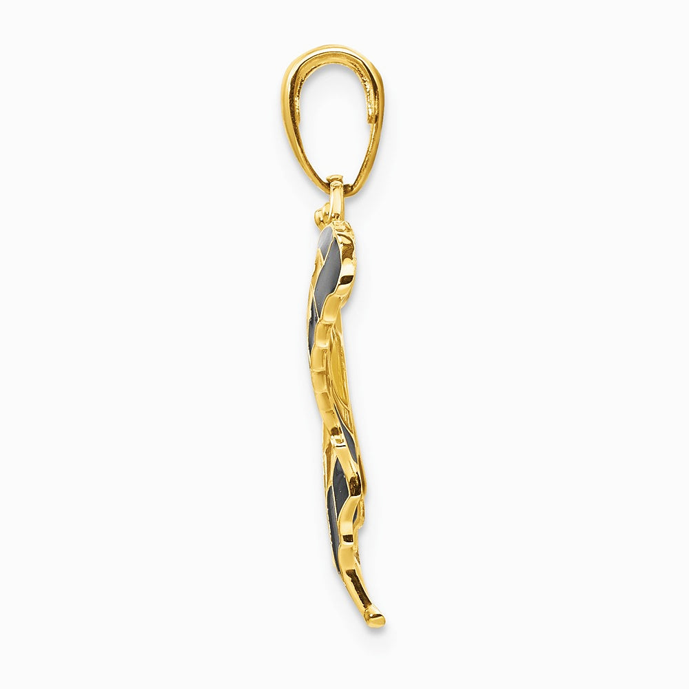 10K / 14K Yellow Gold Yellow Enameled Butterfly Pendant - Product Photo