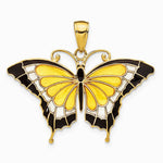 10K / 14K Yellow Gold Yellow Enameled Butterfly Pendant - Product Photo