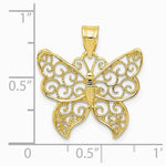 10K / 14K Yellow Gold Filigree Butterfly Pendant - Product Photo